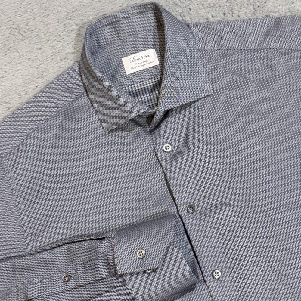 Stenstroms 40 Cutaway Collar Polka Dots & Twill Twofold Super Cotton Dress Shirt